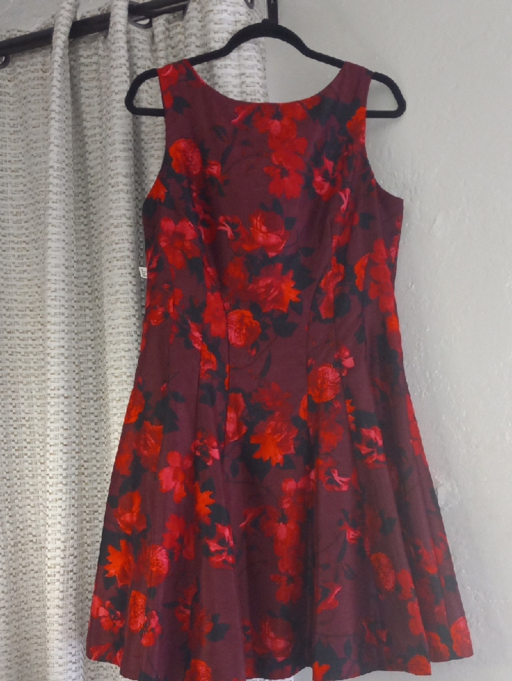 Julian Taylor Burgundy Dress with Red Floral Print